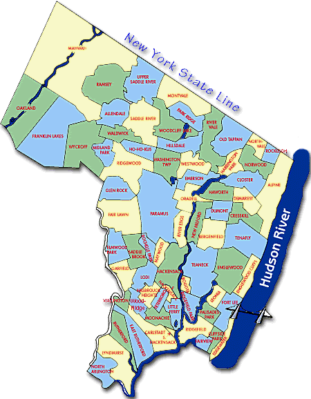 Bergen county map clipart 