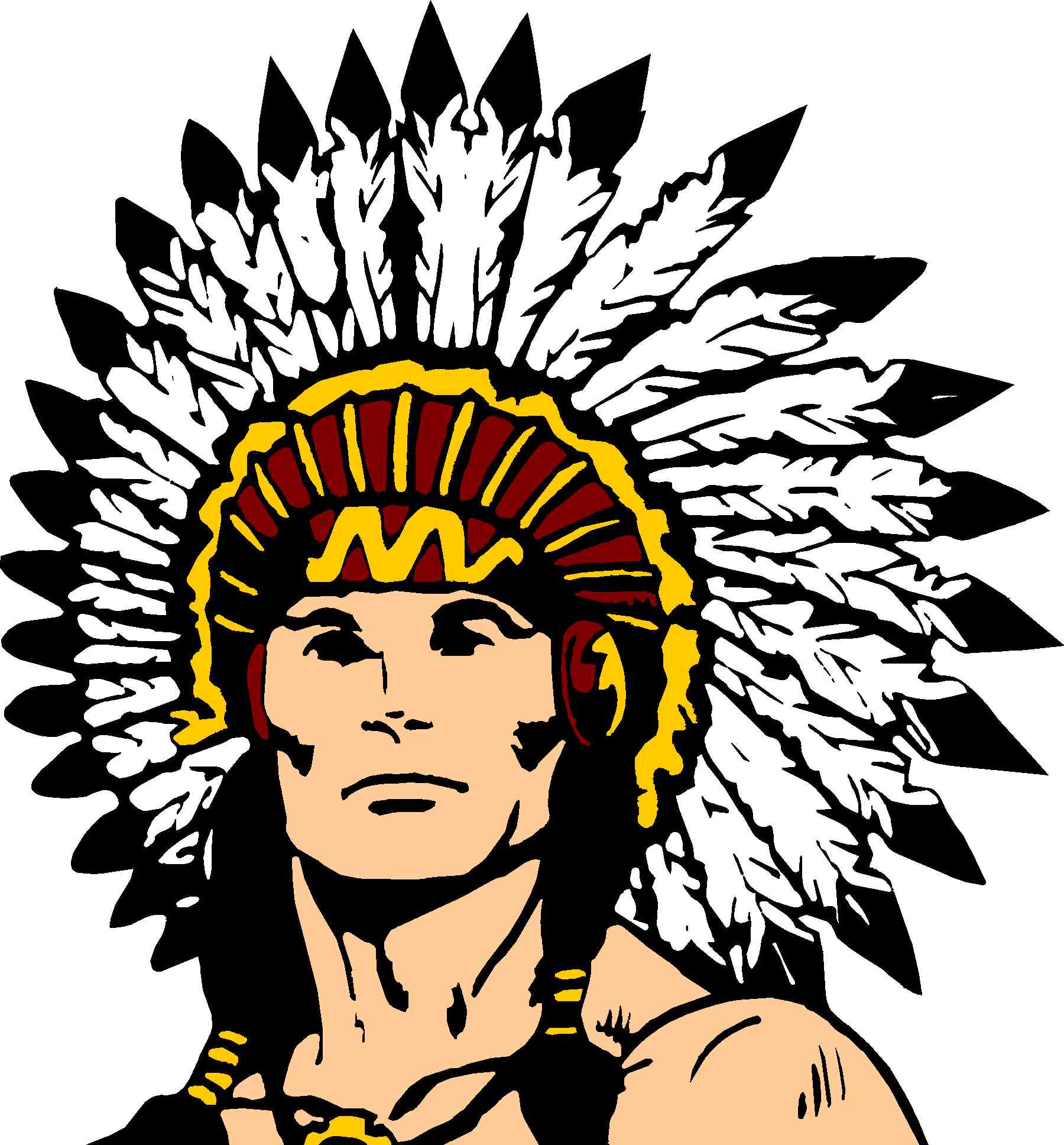 Clip Art Indian Warrior American Football - Tulare Union High