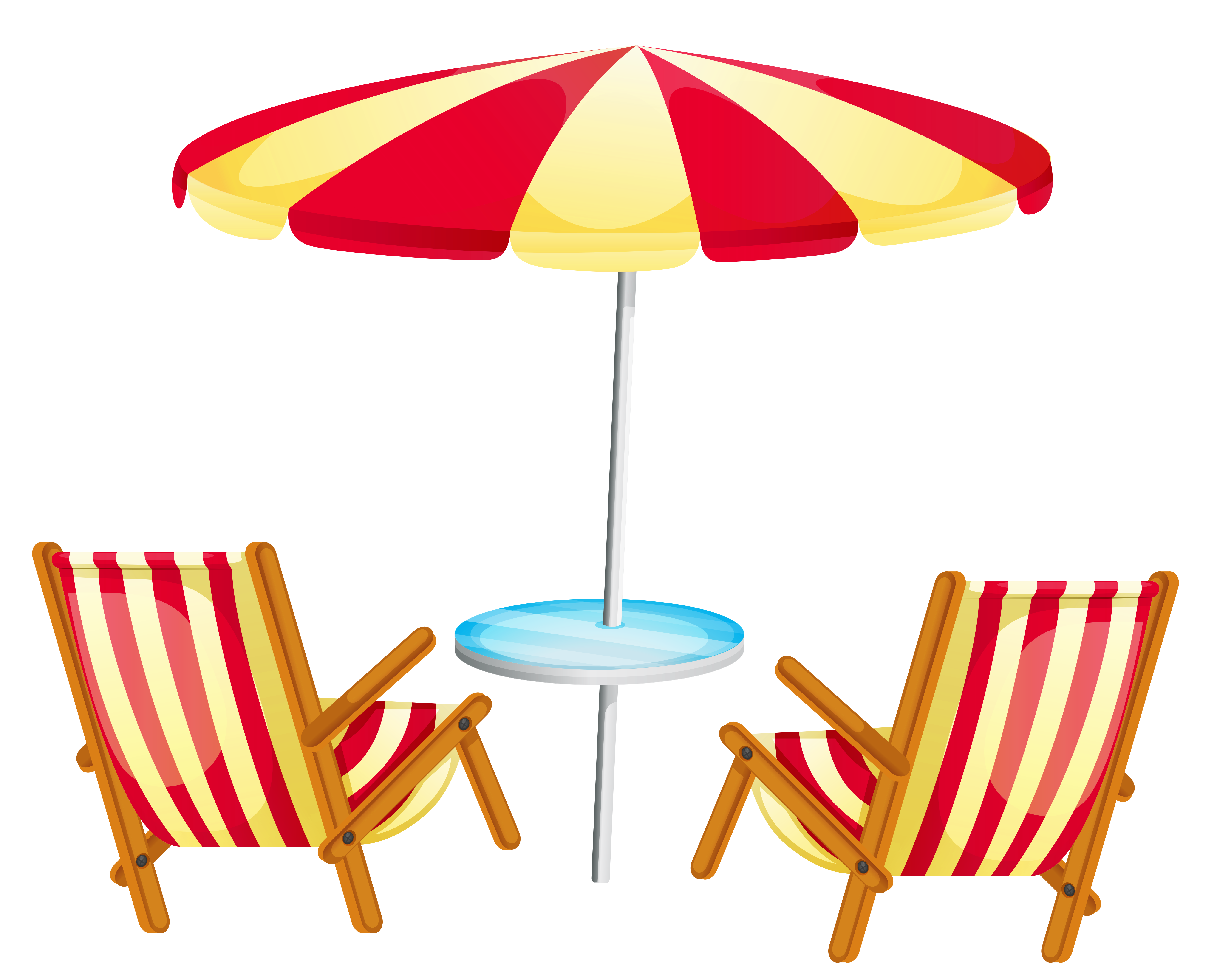 Beach Umbrella With Chair And Ball PNG Clip Art 