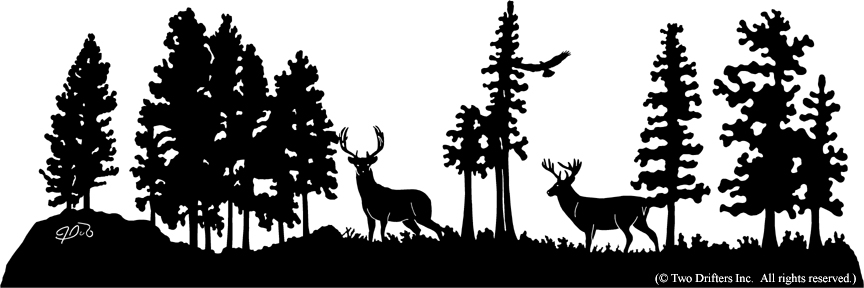 Deer Scene Silhouette Clip Art