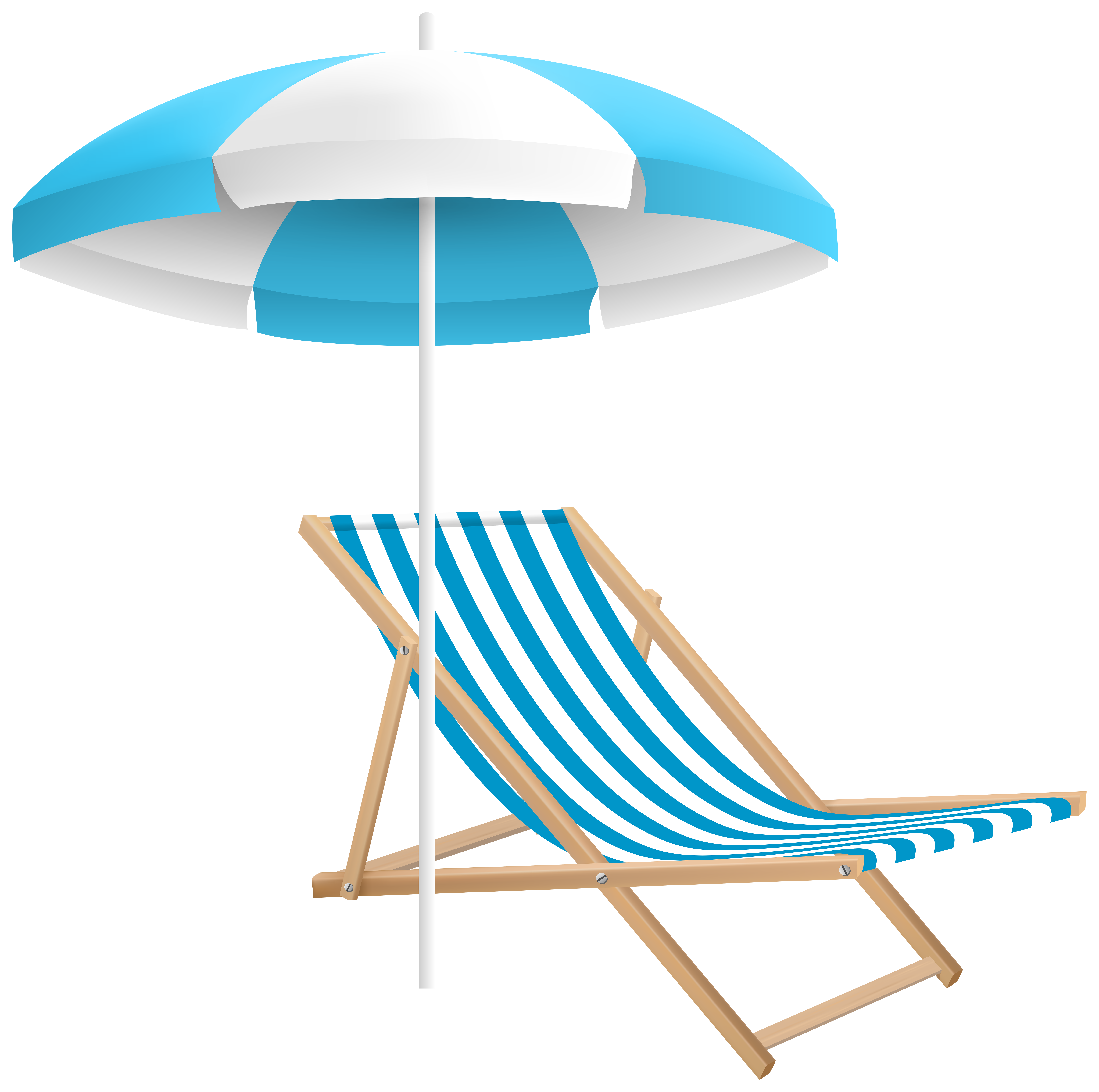 Beach Chair and Umbrella PNG Clip Art Transparent Image 