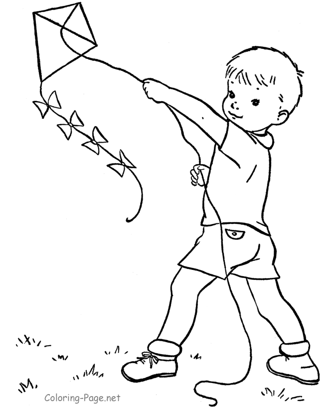 Little boy flying kite Royalty Free Vector Image