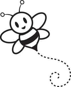 Flying Bee Black And White Clipart 