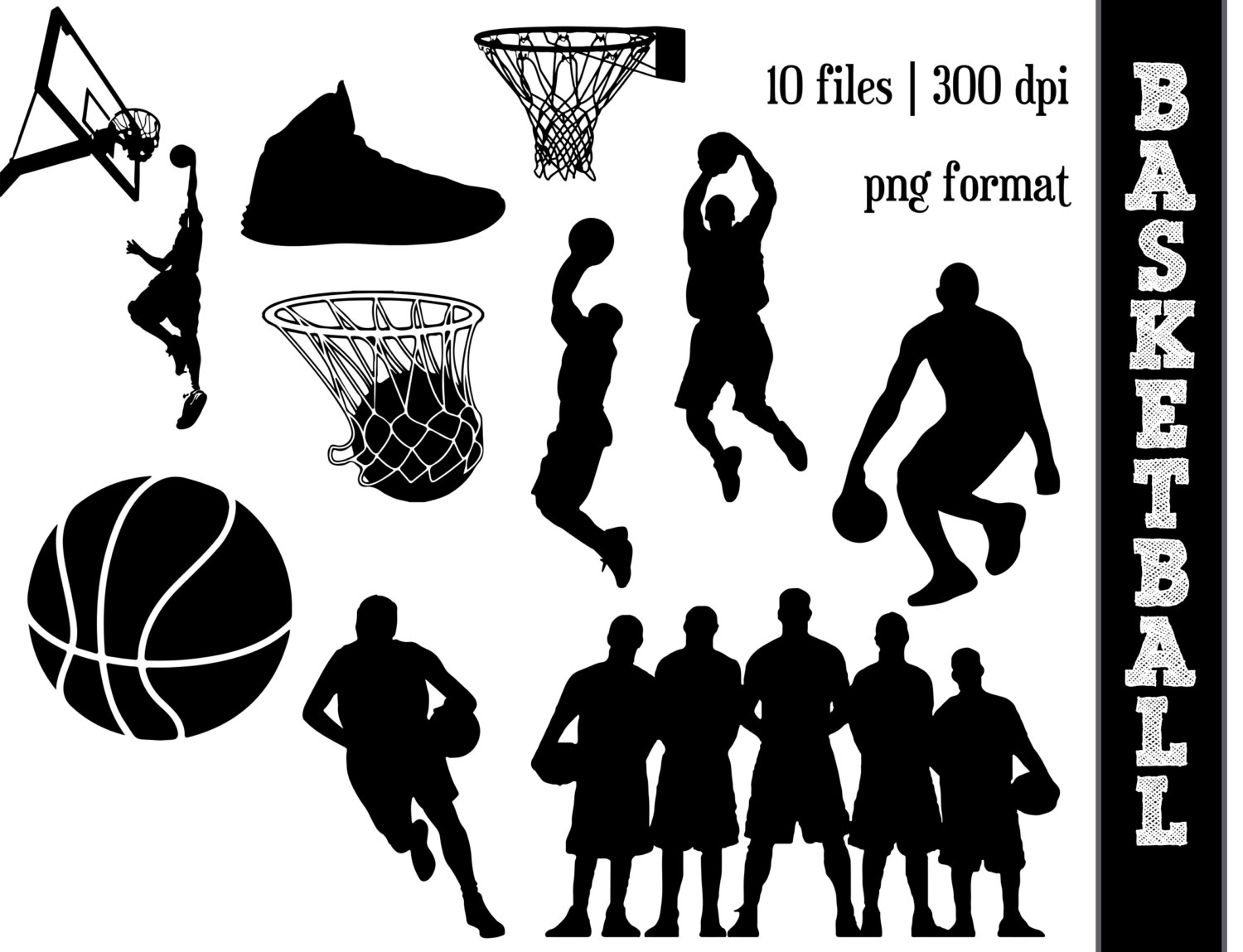 Basketball Silhouettes // Sports Silhouette by SparkYourCreativity 