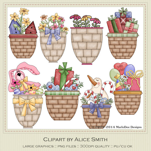 Valentine Basket Cliparts