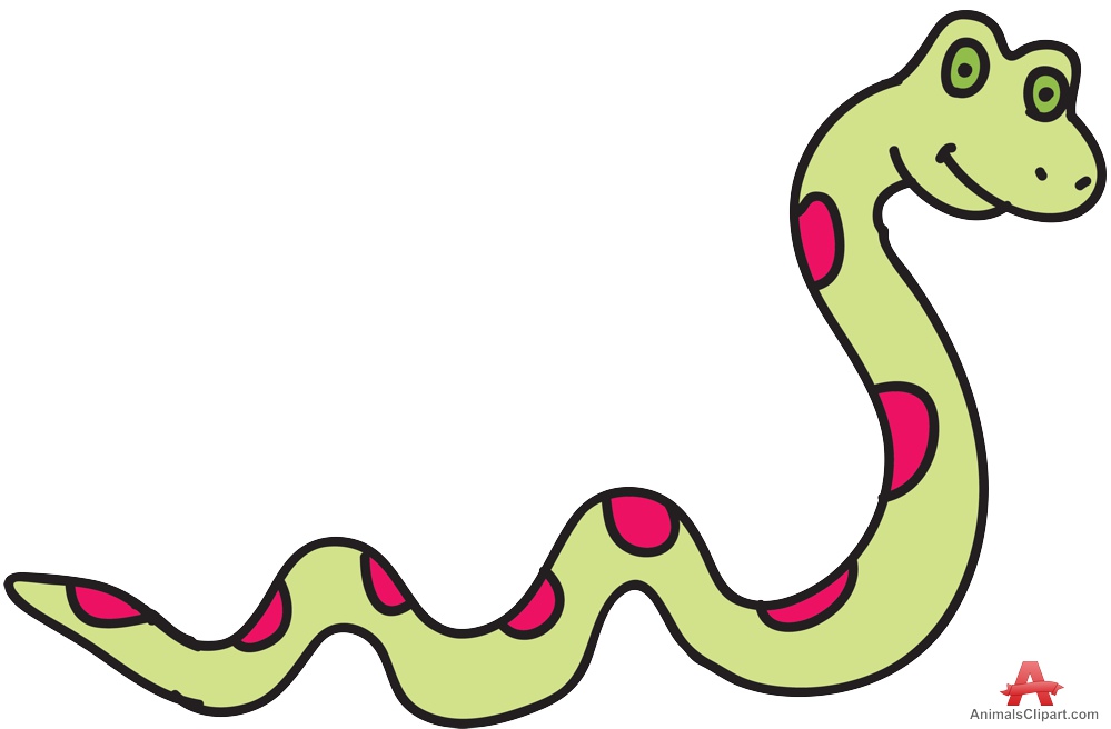 Green Snake with Pink Spots Cartoon Clipart 
