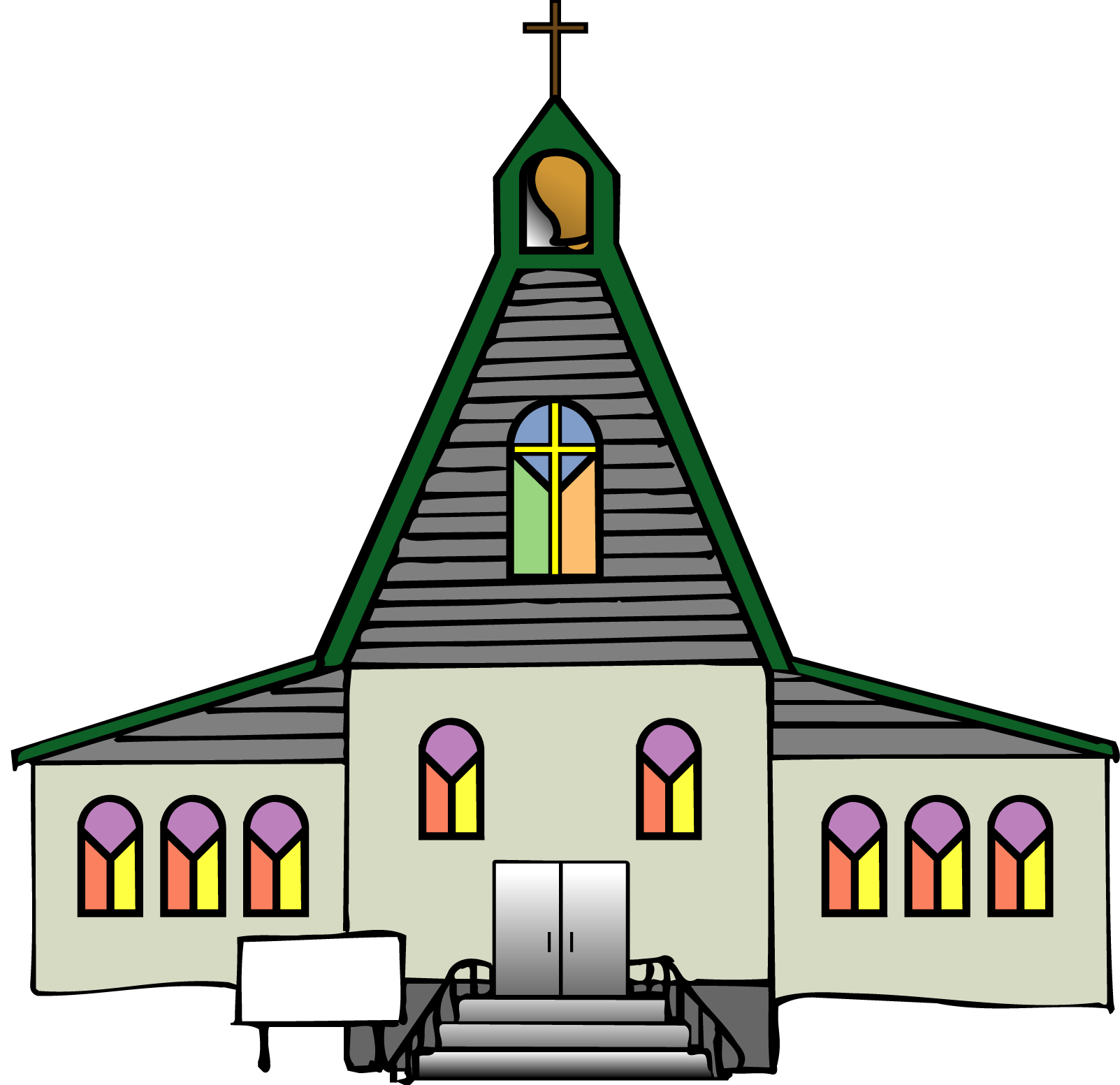 Church buildings with people clipart 