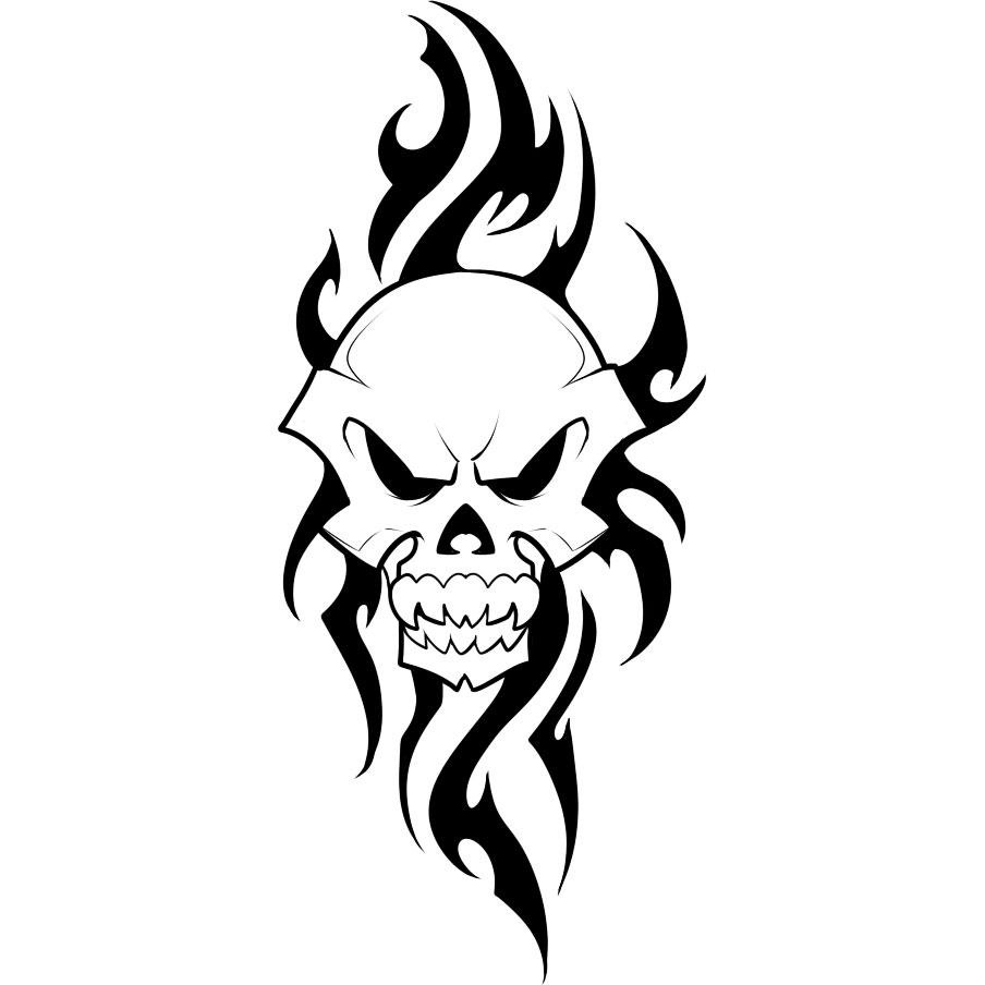 How to Draw a Tribal Skull Tattoo Design - YouTube