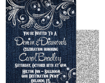 denim and diamond invites - Clip Art Library