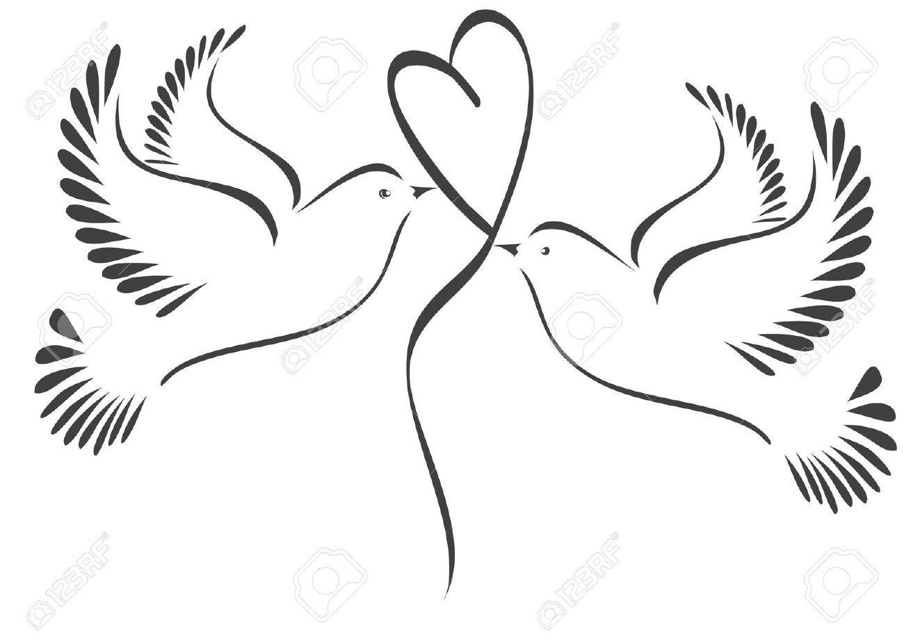 Two doves clipart 
