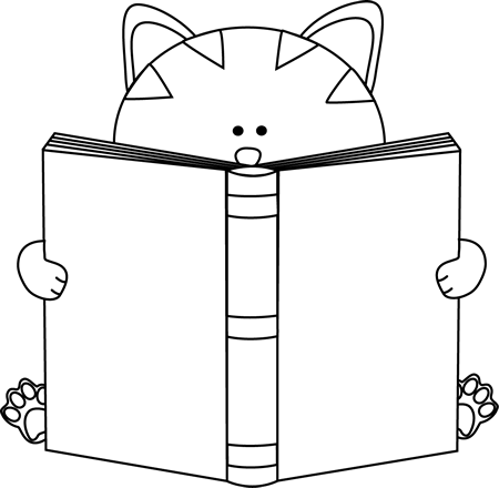 Reading Book Black And White Clipart 