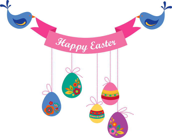 Happy easter banners clipart 