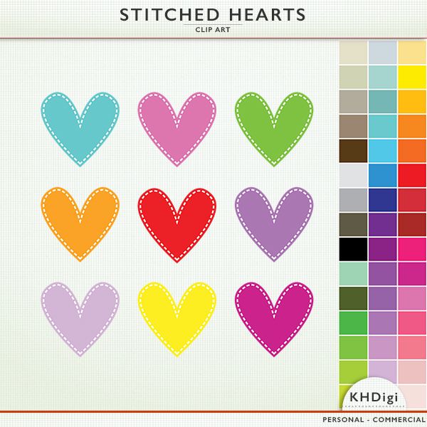 Digital heart. Art Heart Stitches. Stitch with Hearts.