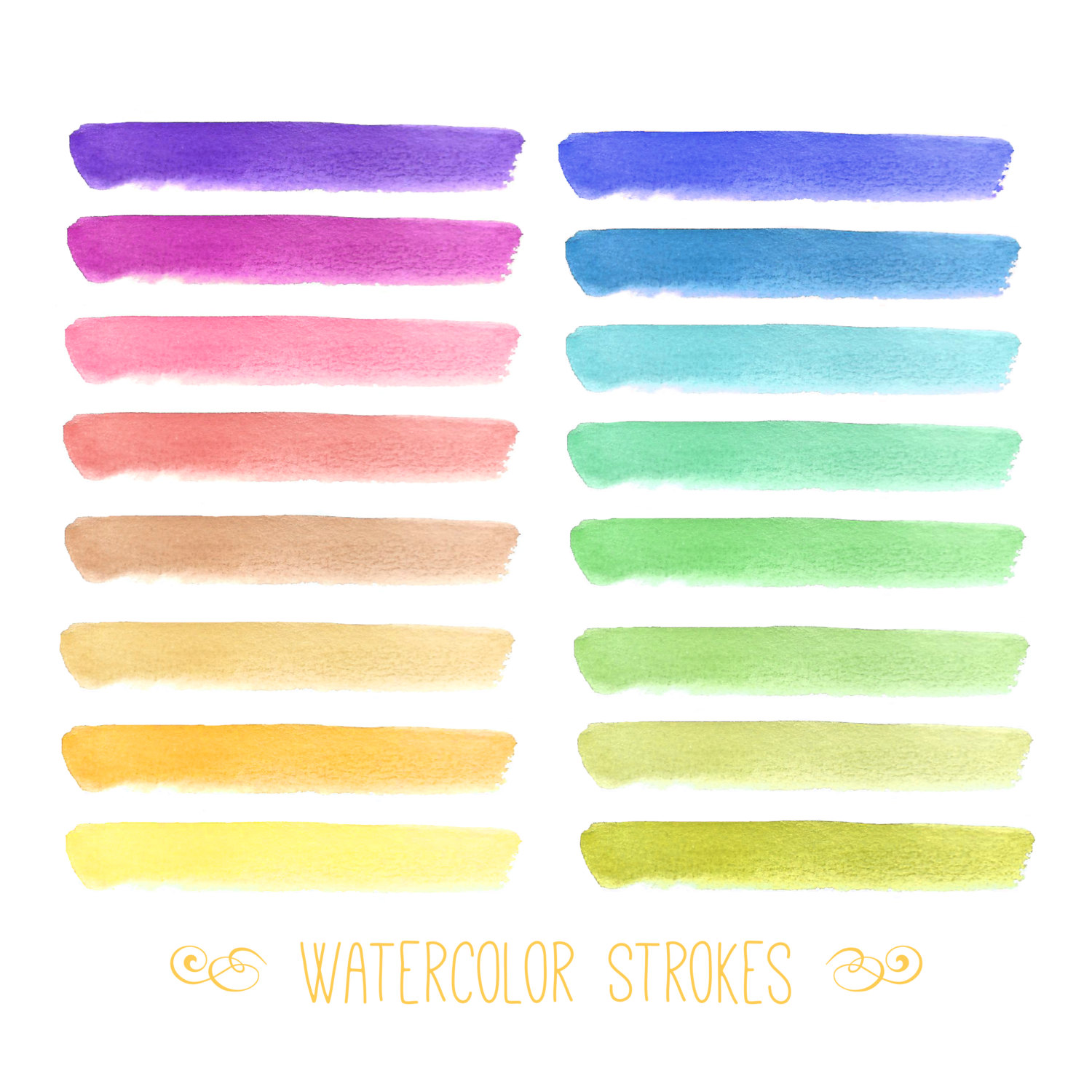 CLIP ART: Watercolor Paint Strokes // Instant by thePENandBRUSH 