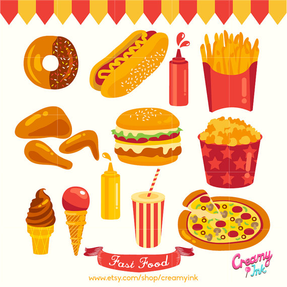 Party Food Digital Vector Clip art / Fast Food Digital Clipart 