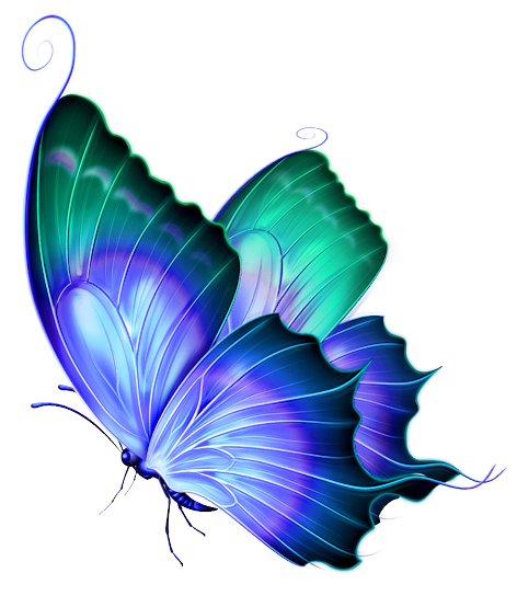 Transparent Blue and Green Deco Butterfly PNG Clipart 