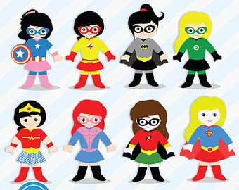 Girl Superhero Logos Clipart 