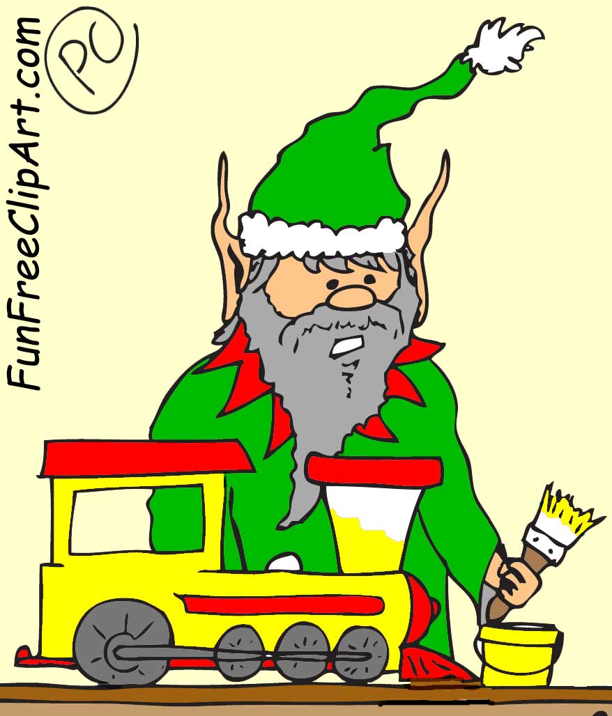 Santa&elf painting train 