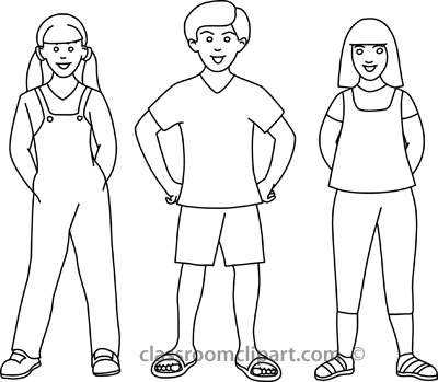 Sisters Outline Clipart 
