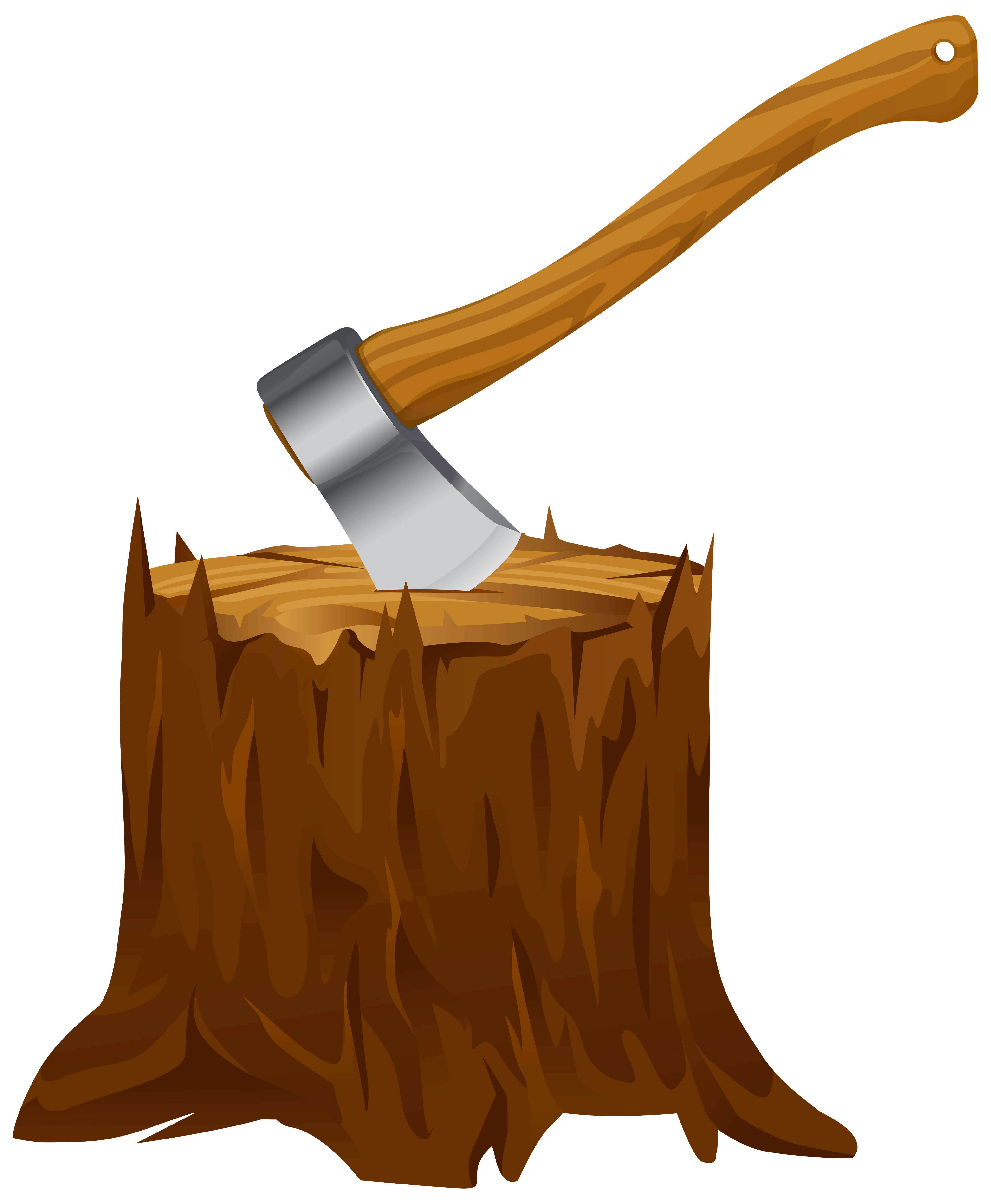Tree Stump with Axe Clipart PNG Image 
