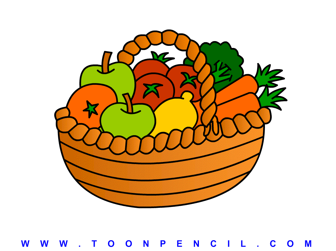fruits and vegetables basket clipart