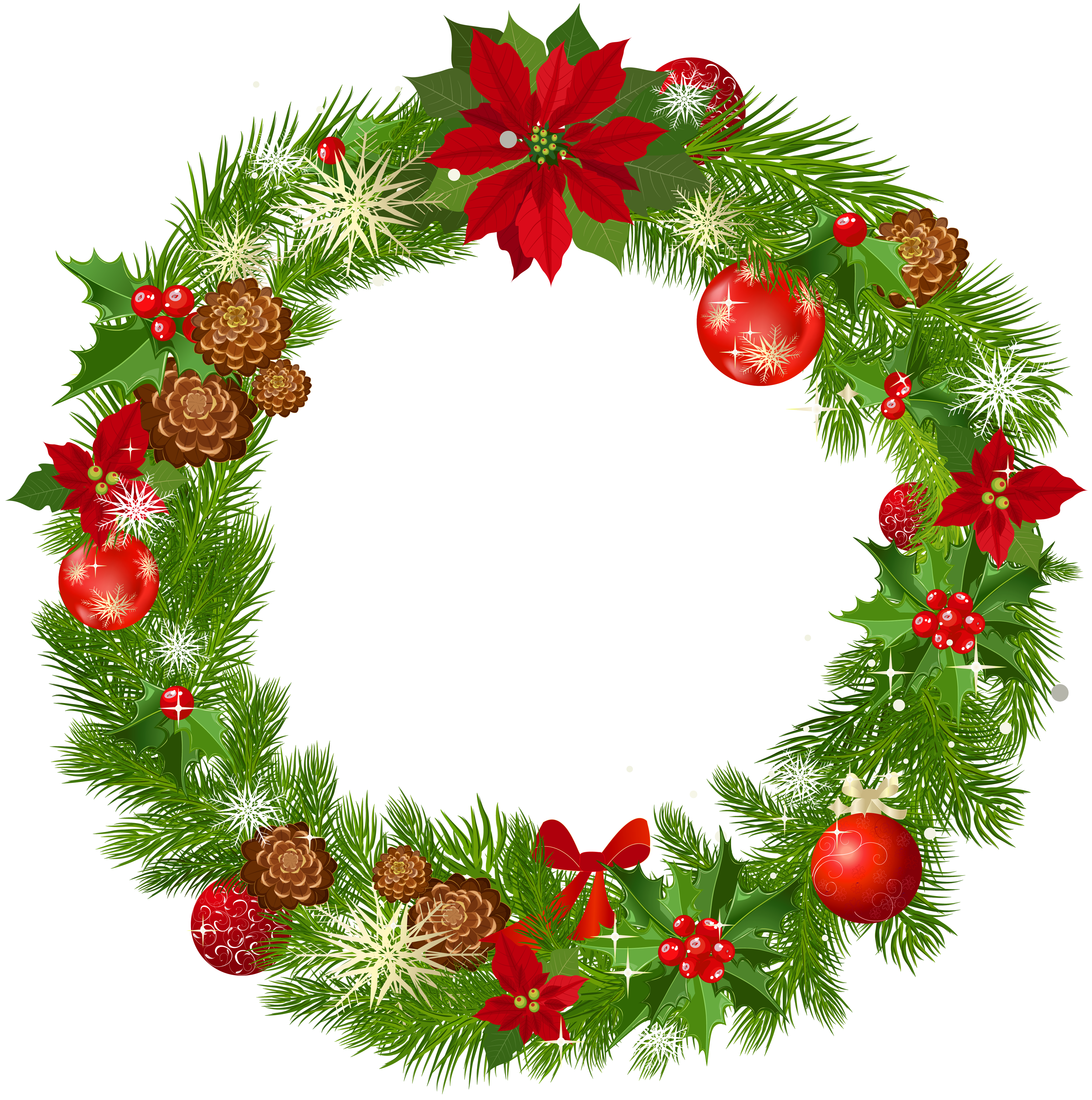 Holly vertical swag wreath clipart 