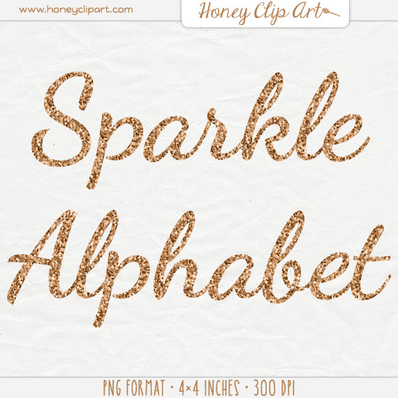 Rose gold alphabet clipart: digital letters rose by HoneyClipArt 