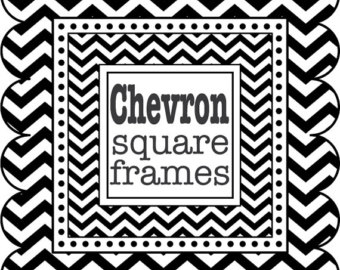 Circle Frames in Chevron digital clip art Black by viveradesign 