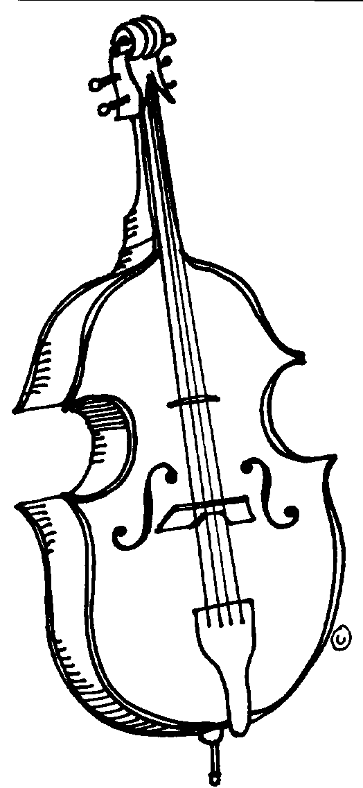 double bass clipart black and white