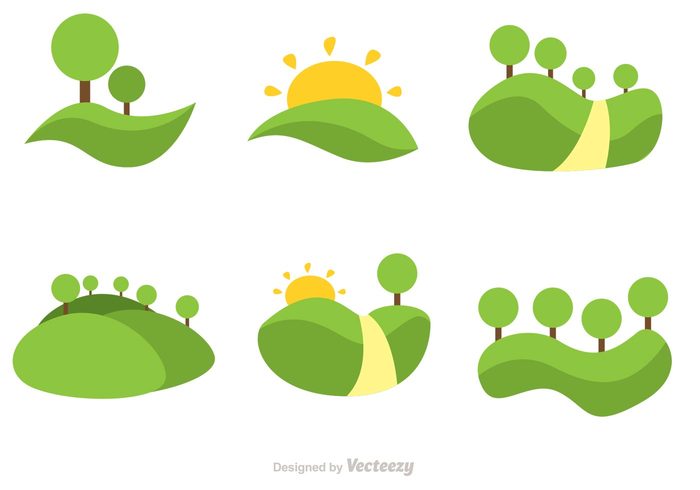 Vector Rolling Hills Flat Icons 