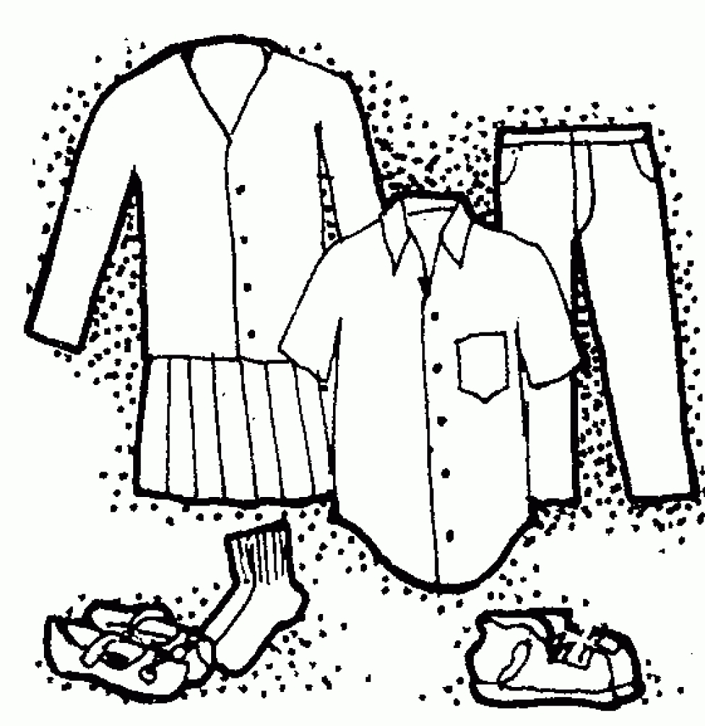 getting dressed for school clipart black and white