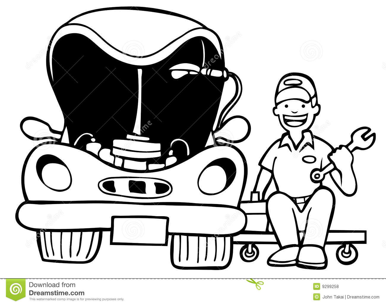 Clipart car black and white mechanic 