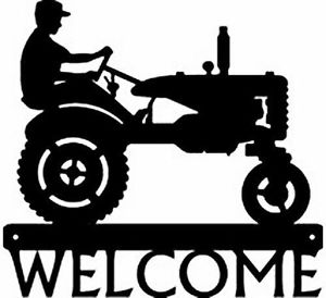Farm Tractor Metal Art Silhouette Welcome Sign NEW Country Wall 