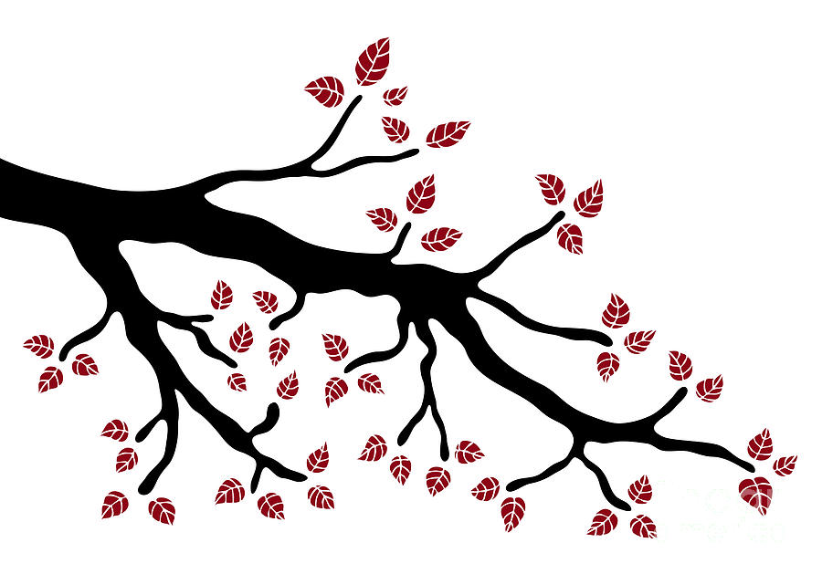 Tree Branch Silhouette ClipArt, Birds Nests, Nature Digital Graphics