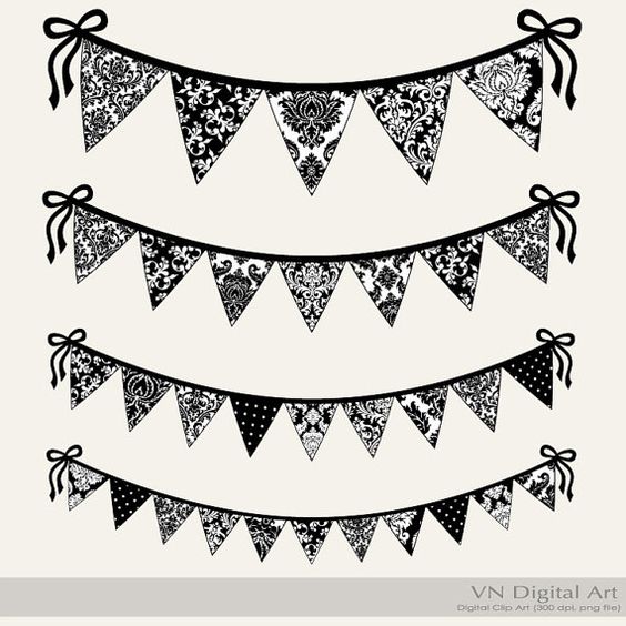 Damask Bunting Banners Clip Arts 