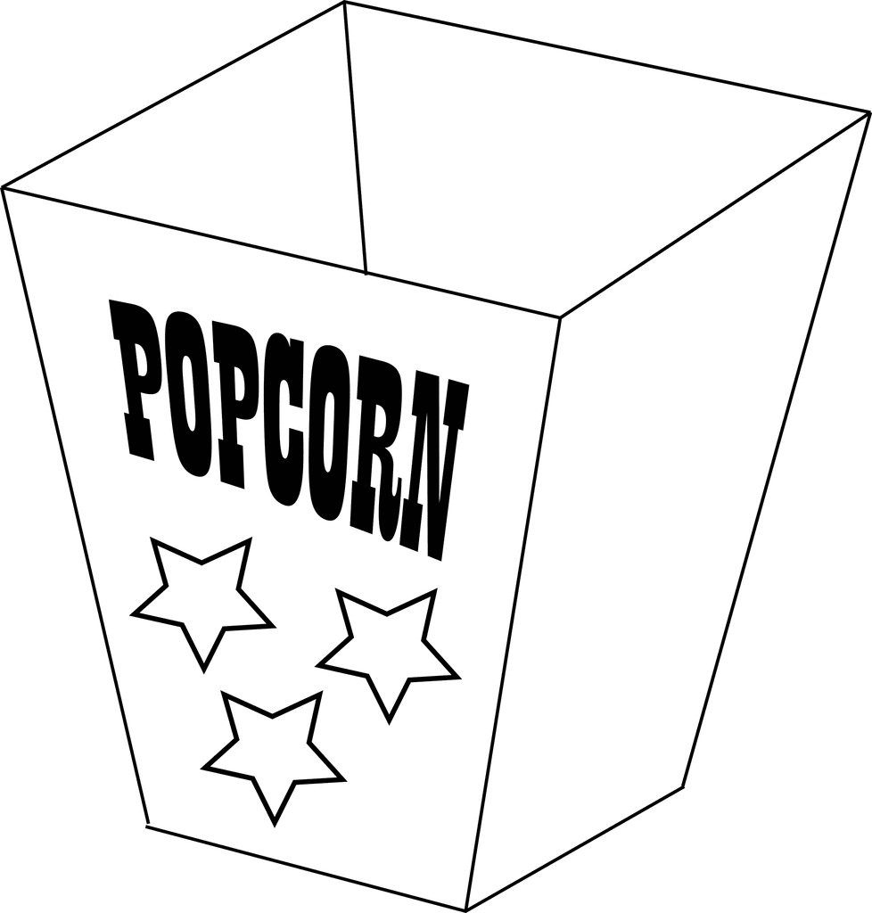 Black and white popcorn box clip art