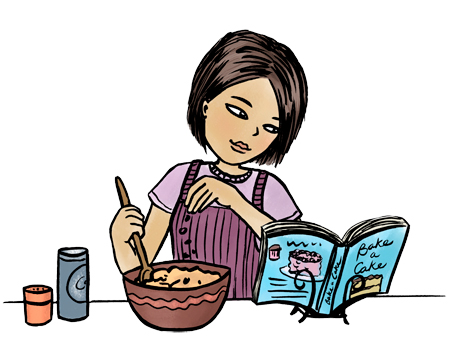 A girl cooking clipart