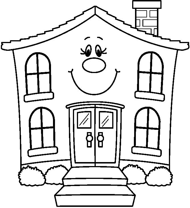 White house black roof clipart