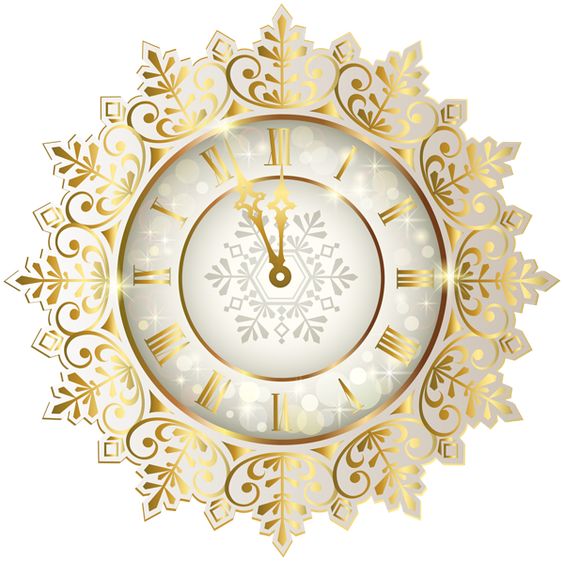 Gold New Year Clock PNG Clipart Image