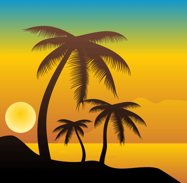 Sunset On the Beach Palm Trees Clip Art – Clipart Free Download