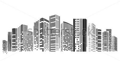 City Buildings Clipart. colored modern skyscrapers csp17653290