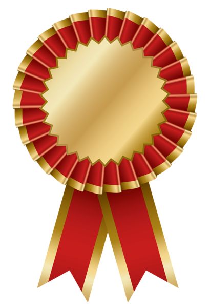 Red and Gold Transparent Rosette Ribbon PNG Clipart