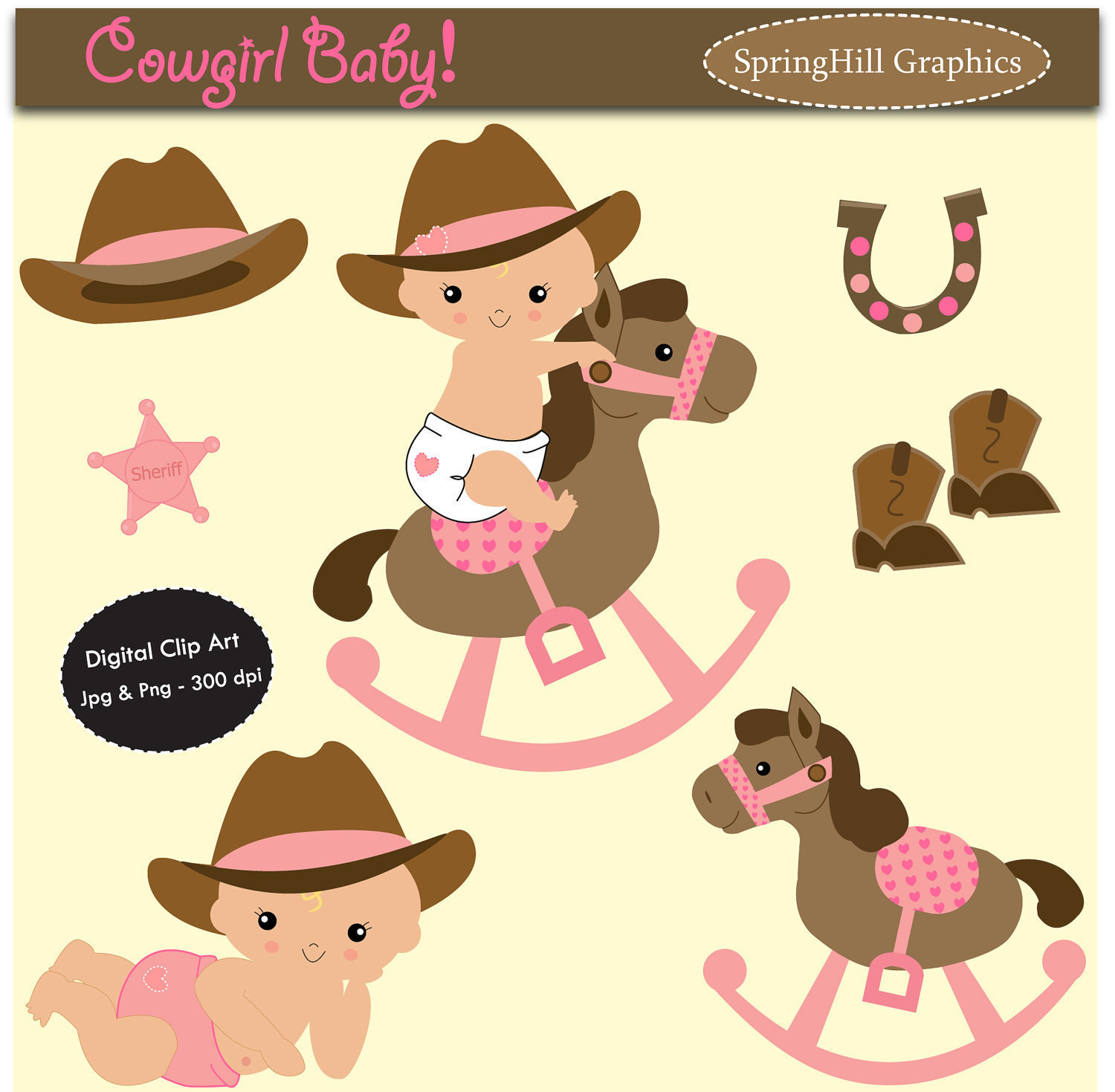 Cowgirl Baby Shower Clip Art