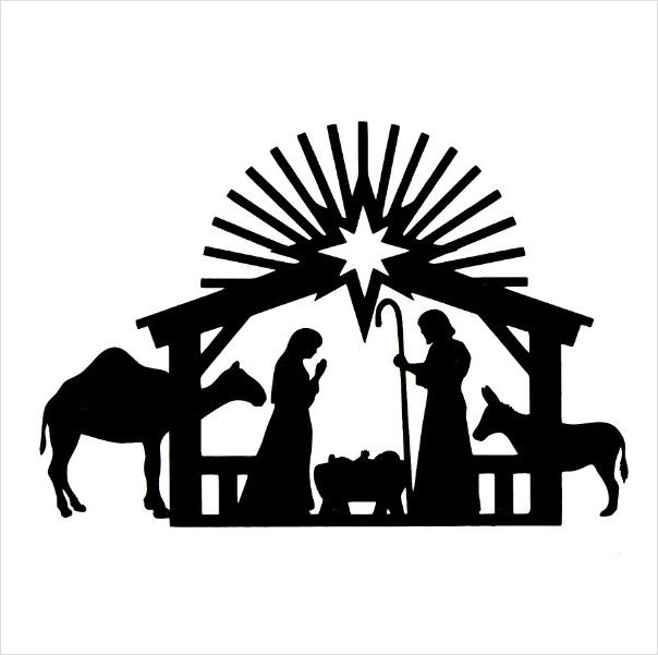 Nativity clipart free black and white