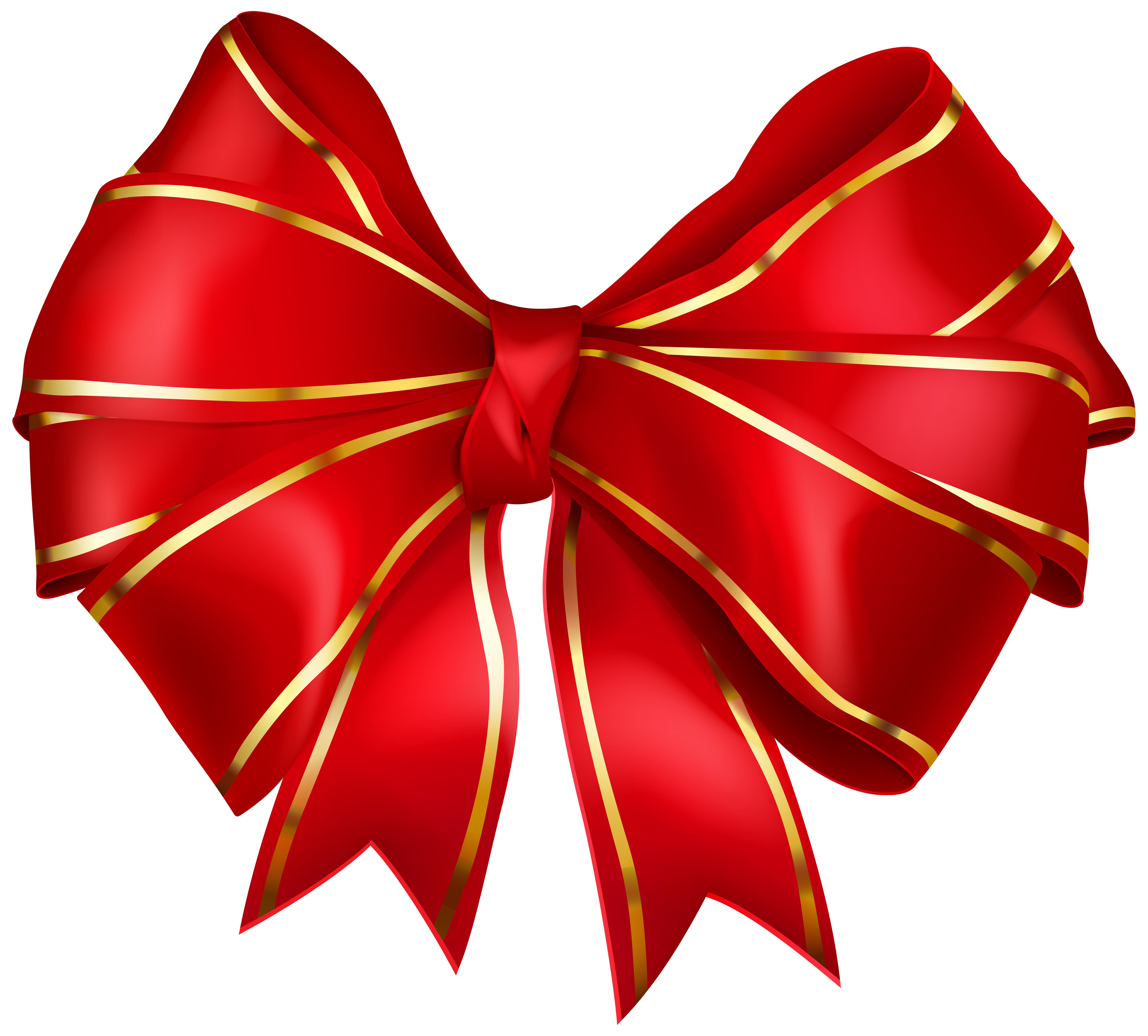 Red Bow with Gold Edging Transparent PNG Image