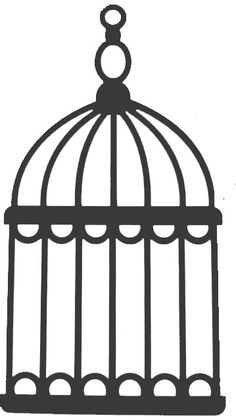 Bird in cage silhouette clipart