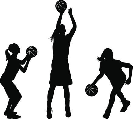Girl Shooting Basketball Clipart