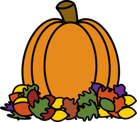 Pumpkin in Autumn Leaves Clip Art