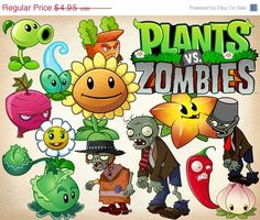 61 Plants vs Zombies Clipart PNG Digital Image Plants Zombies Clip