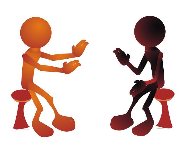 2 people speaking